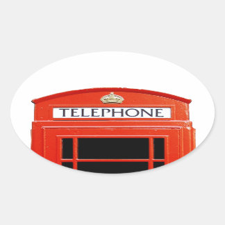 Vintage Telefon Booth Ovalt Klistermärke