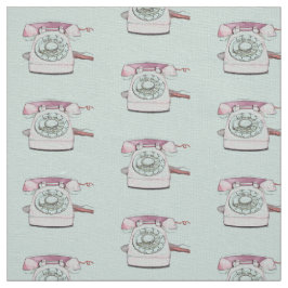 Vintage Telefon Mönster Repeat - Seafoam Tyg