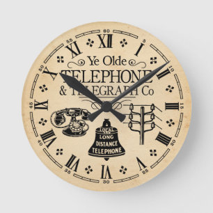 Vintage Telefon och telegraf, Mobil Rund Klocka