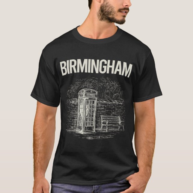 Vintage telefonkiosk Birmingham T Shirt (Framsida)