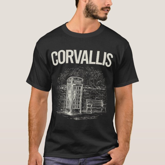 Vintage telefonkiosk Corvallis T Shirt (Framsida)