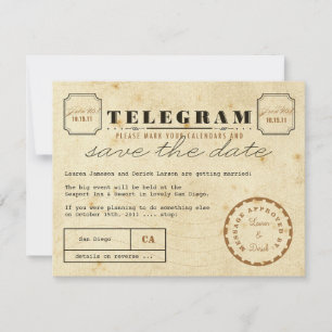 Vintage Telegram Spara datum Datumet