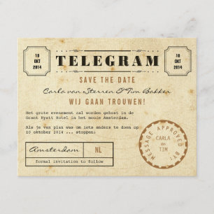Vintage Telegram Spara datum Datumet