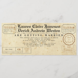 Vintage Telegram Tea Length Inbjudan