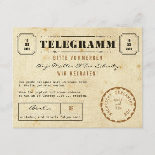 Vintage Telegramm Spara datum Datumet