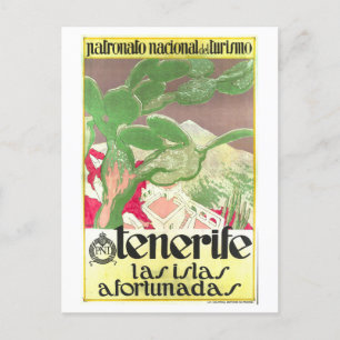 Vintage Tenerife Travel Poster Vykort