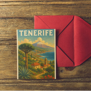 Vintage Teneriffa Kanarieöarna Landskap Vykort