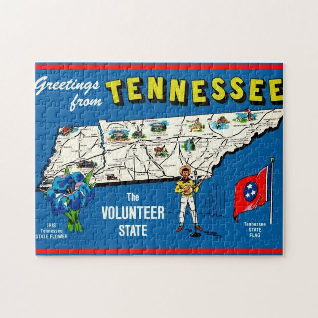 Vintage Tennessee 11x14 Kartpussel Pussel (Horisontell)