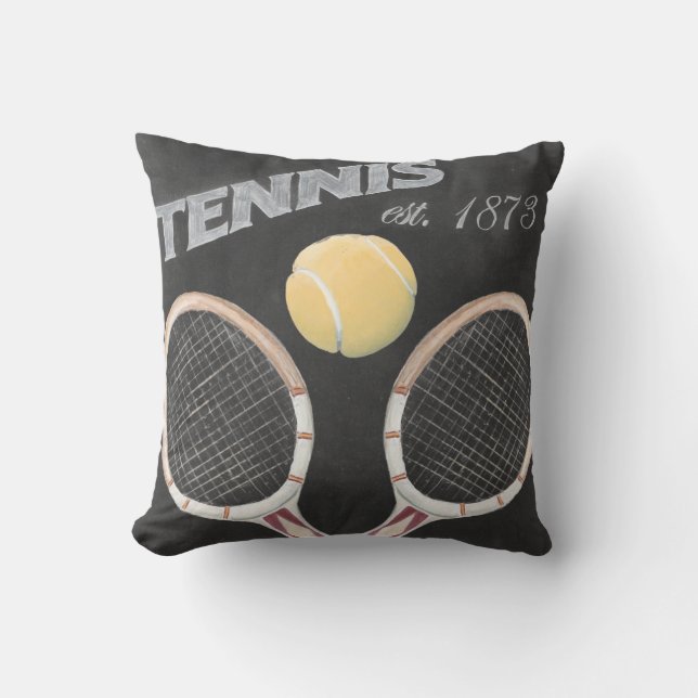 Vintage Tennis Chalkboard Design Kudde (Framsida)