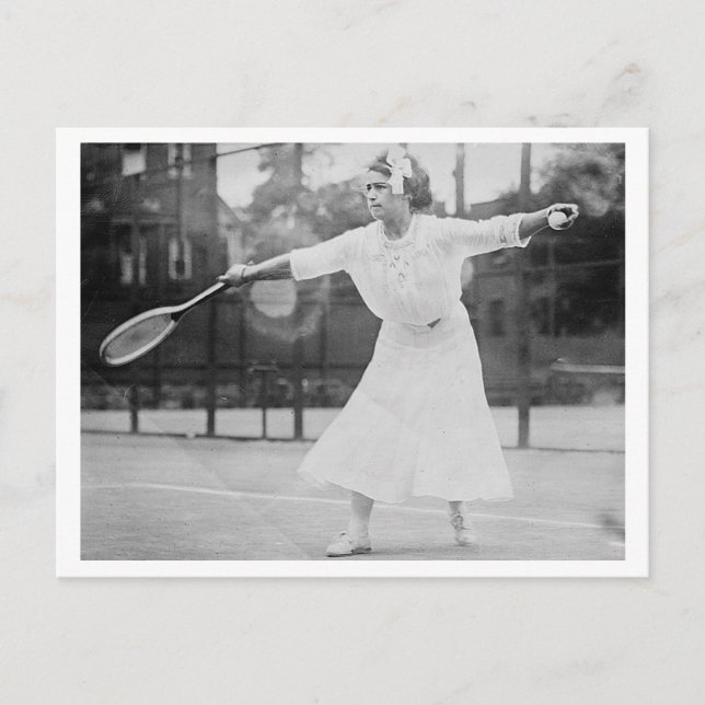 Vintage tennis-spelare vid domstol vykort (Framsida)