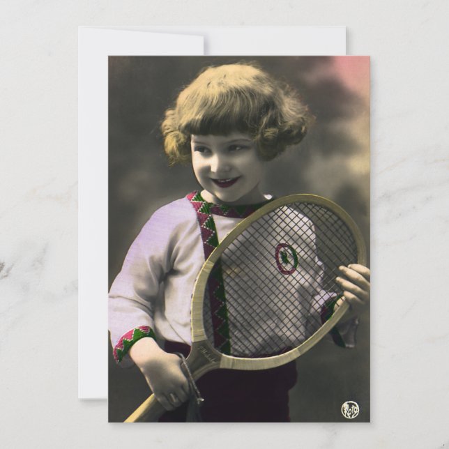 Vintage Tennis Sports, Lycklig Girl with Racket (Framsida)