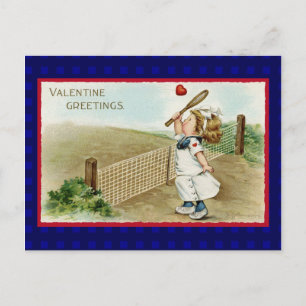 Vintage Tennis Valentine w/ Old Tennis Outfit Copy Vykort