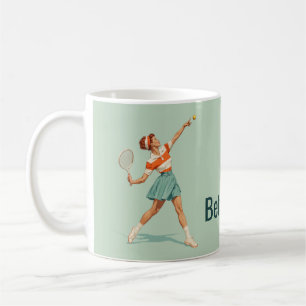 Vintage tennisservert illustration kaffemugg