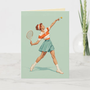 Vintage tennisservert illustration kort