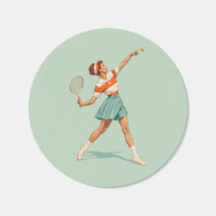 Vintage tennisservert illustration runt klistermärke