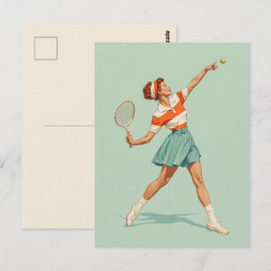 Vintage tennisservert illustration vykort