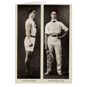 Vintage Tennisspelare Atlet Proffs Hälsningskort