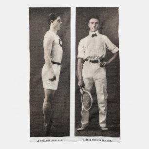 Vintage Tennisspelare Idrottare Proffs Kökshandduk