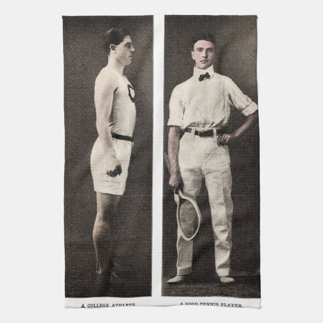 Vintage Tennisspelare Idrottare Proffs Kökshandduk (Vertikal)