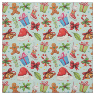Vintage teröd grönt blommigt jul mönster tyg