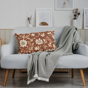 Vintage Terracotta Seamless Boho Blommönster Lumbarkudde
