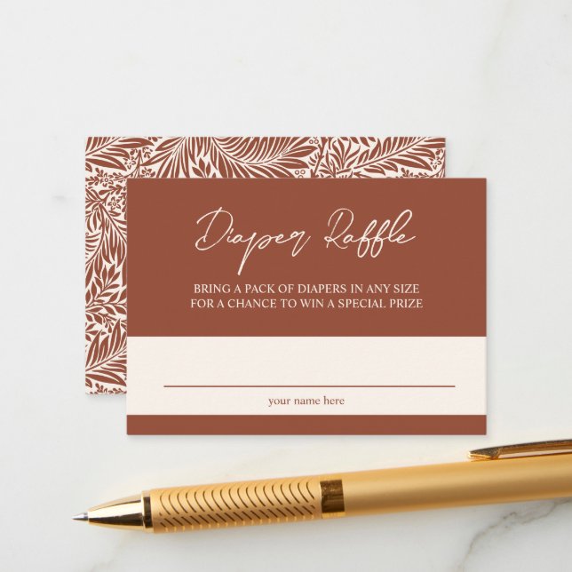 Vintage Terracotta Wildblomblare Raffle Tilläggskort (Fram/Back In Situ)