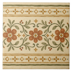 Vintage Terrakotta Blommig Trädgårdsband Border Kakelplatta