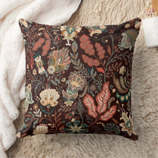Vintage Terrakotta Folk Paisley Jordnära Blommig Kudde
