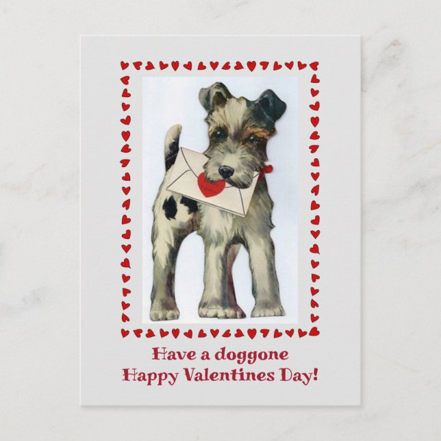 Vintage Terrier-Valentineser Vykort (Framsida)