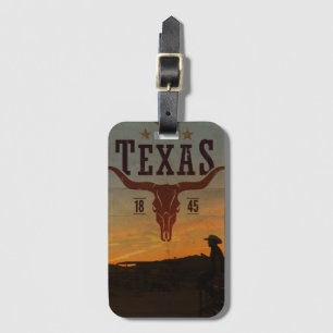 Vintage Texas Cowboy Luggage Tag Bagagebricka