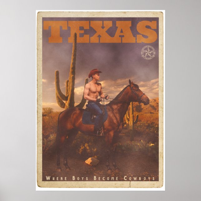 Vintage Texas Cowboy Poster (Framsidan)
