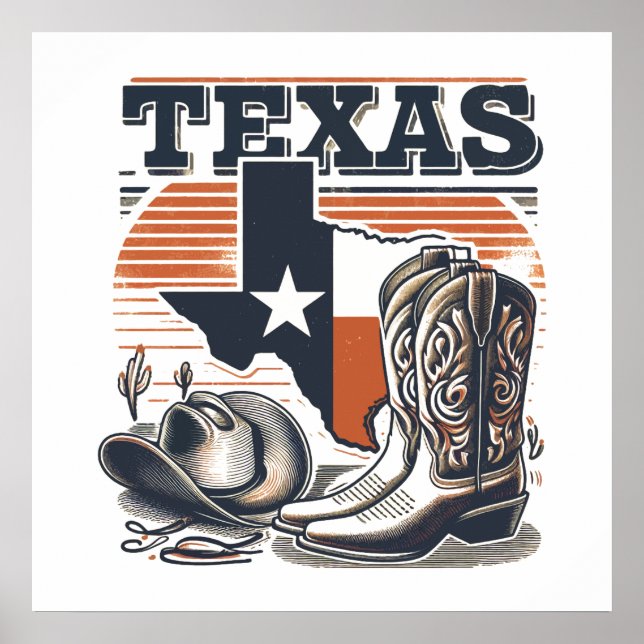 Vintage Texas Cowboy Poster (Framsidan)