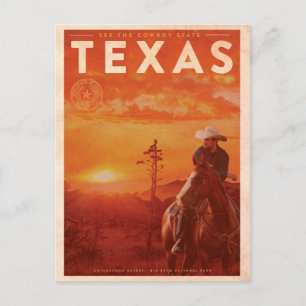 Vintage Texas Cowboy Resa Vykort