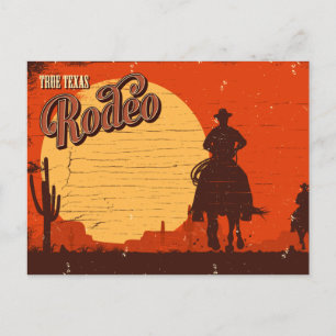 Vintage Texas Cowboy Rodeo Vykort