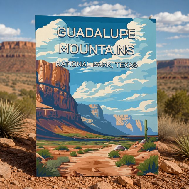 Vintage Texas Guadalupe Mountains nationalpark  Vykort (Skapare uppladdad)