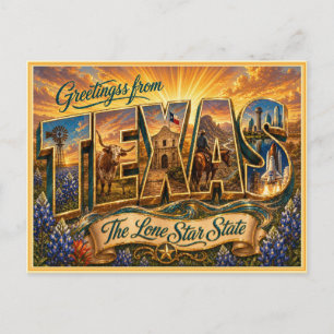 Vintage Texas Hälsning Från Brevkort Vykort