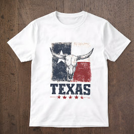 Vintage Texas Longhorn Bull Skull Distressed Flag T Shirt