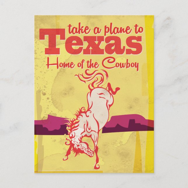 Vintage Texas Resor Häst Affisch Vykort (Framsida)
