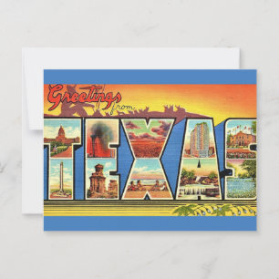 Vintage Texas statliga hälsning Vykort