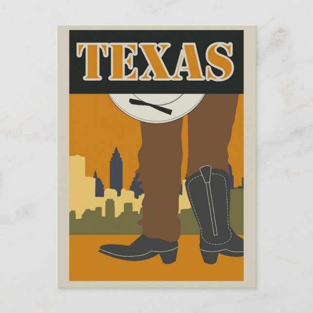 Vintage Texas USA Travel Poster Vykort (Framsida)