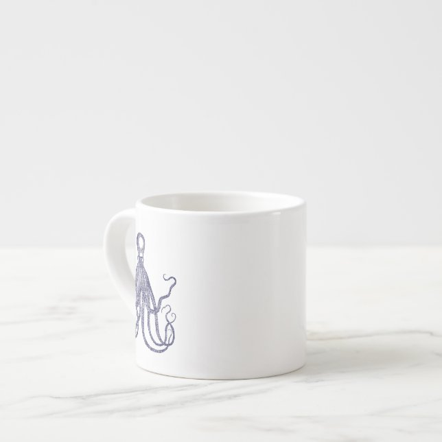 Vintage Texturerad bläckfisk Espressomugg (Framsida vänster)