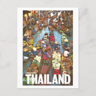 Vintage Thailand Flytande Marknader Vykort