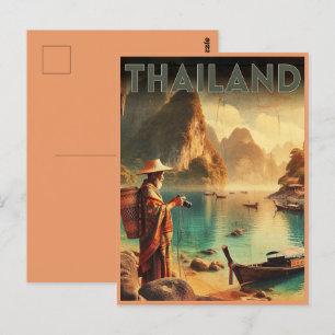 Vintage Thailand resehembiträden Vykort