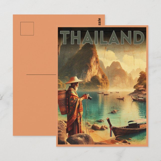 Vintage Thailand-resor gamla manliga presenter Vykort (Fram/baksida)