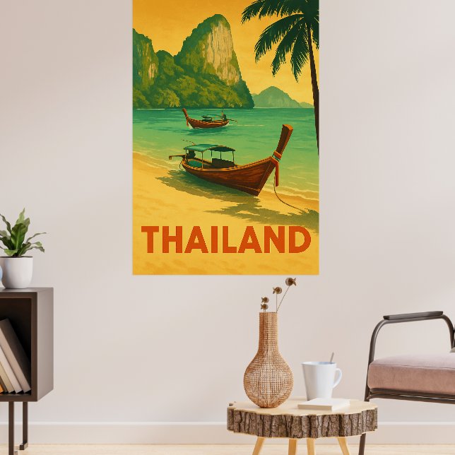 Vintage Thailand Strandparadis Poster (Vardagsrum 3)
