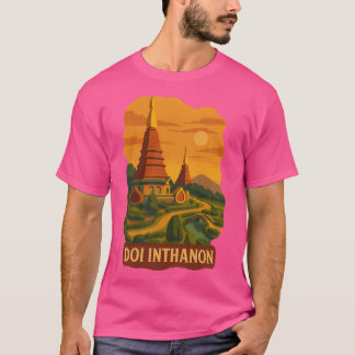 Vintage Thailand Travel Poster Thai Pagoda Garde T Shirt