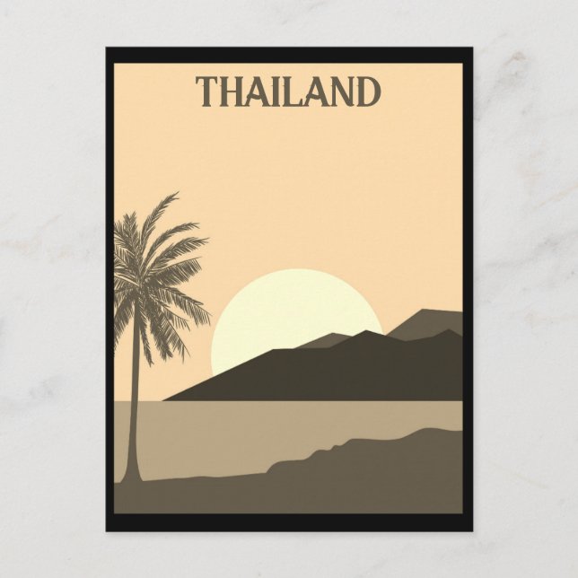 Vintage Thailand Tropisk Strand Ocean Resa Vykort (Framsida)