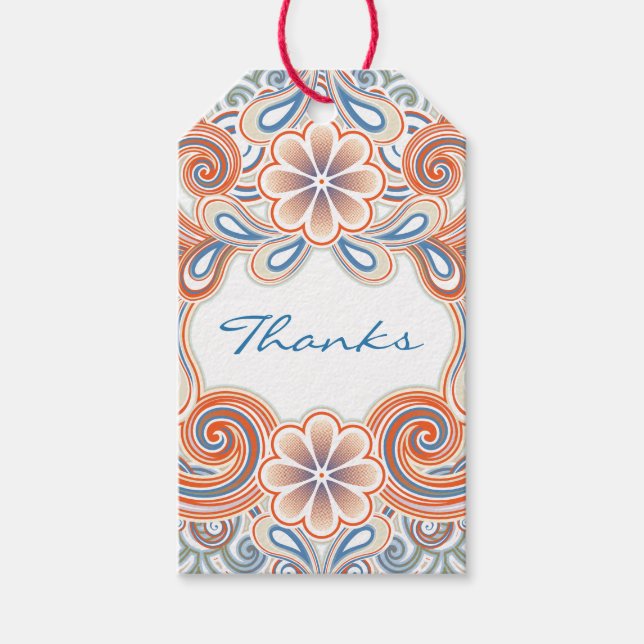 Vintage thank you with flowers presentetikett (Framsidan)