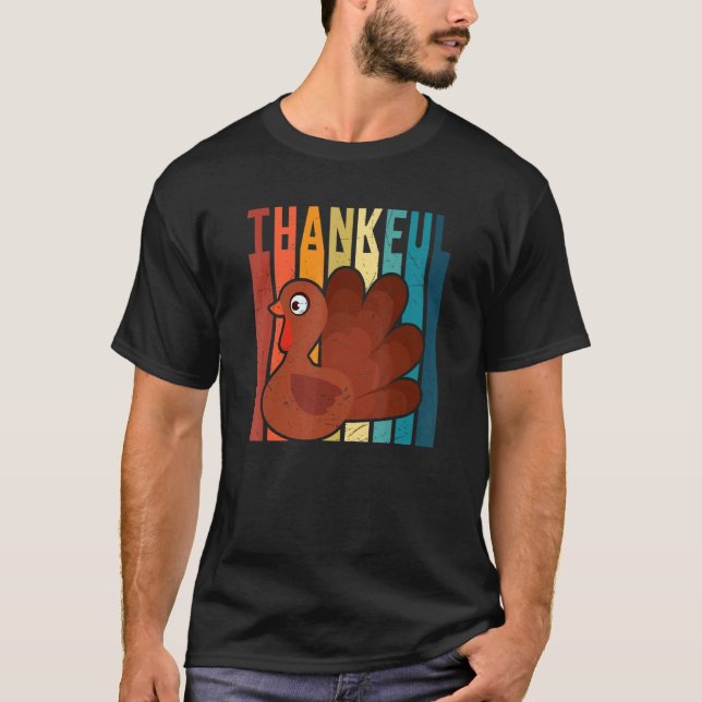 Vintage Thankful TurkeyThanksgiving Pilgrim Boys G T Shirt (Framsida)