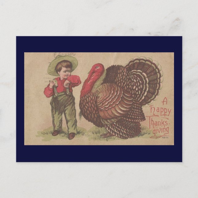 Vintage Thankgiving Turkiet Helg Vykort (Framsida)